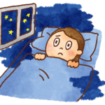 夜も眠れない女性のイラスト